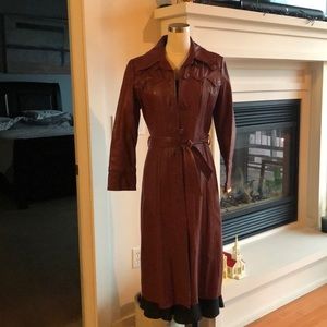 Vintage rust leather trench coat